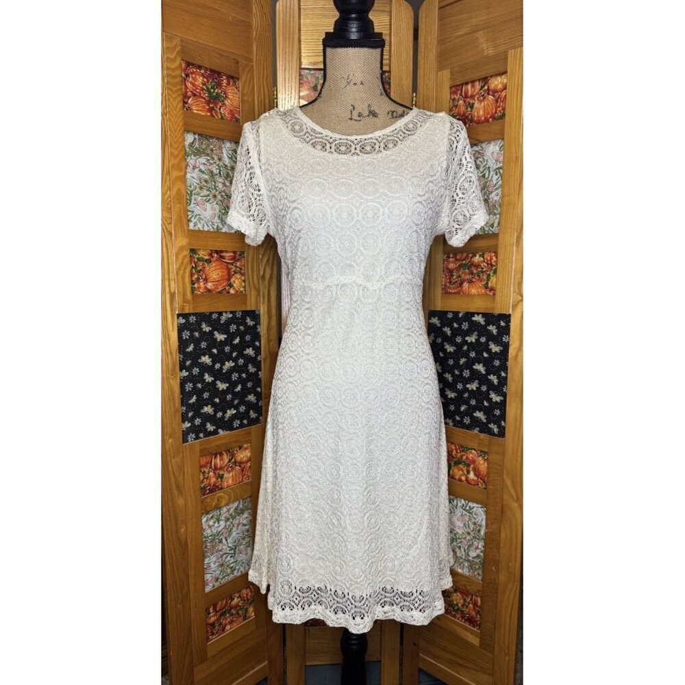 Vintage 90s 80s Full Lace Dress Coquette Ethereal Romantic Cottage Wedding LARGE